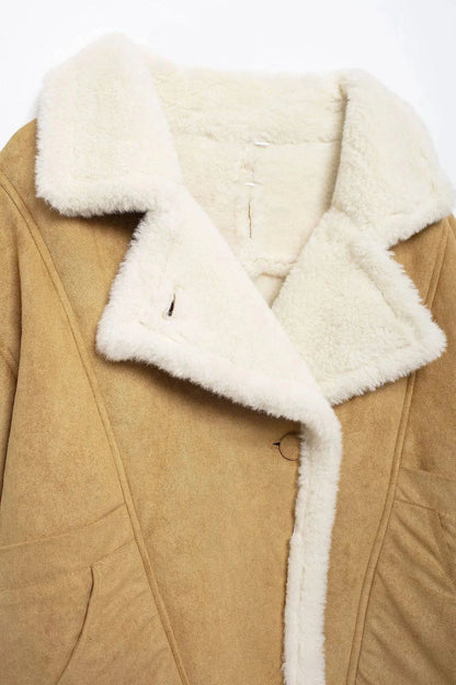 Fashion Loose And Warm Vintage Lamb Wool Khaki Coat - Rafaga1