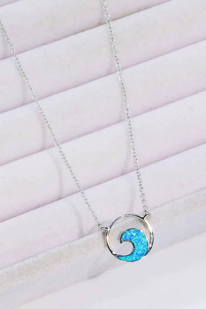 Opal Wave Pendant Necklace - Rafaga1