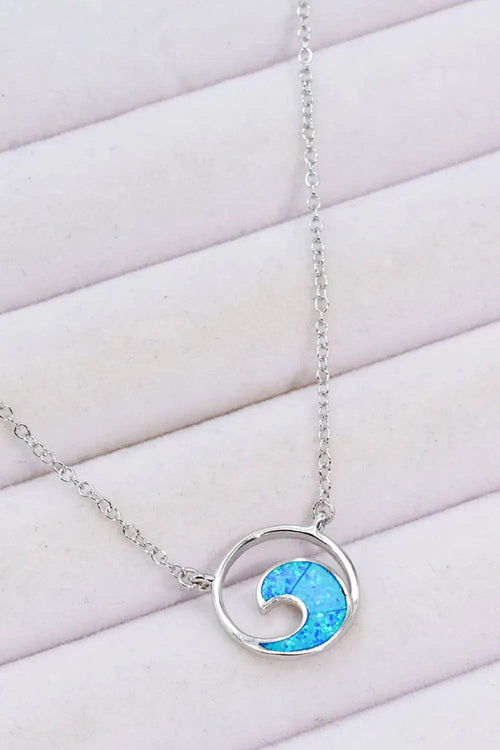 Opal Wave Pendant Necklace - Rafaga1