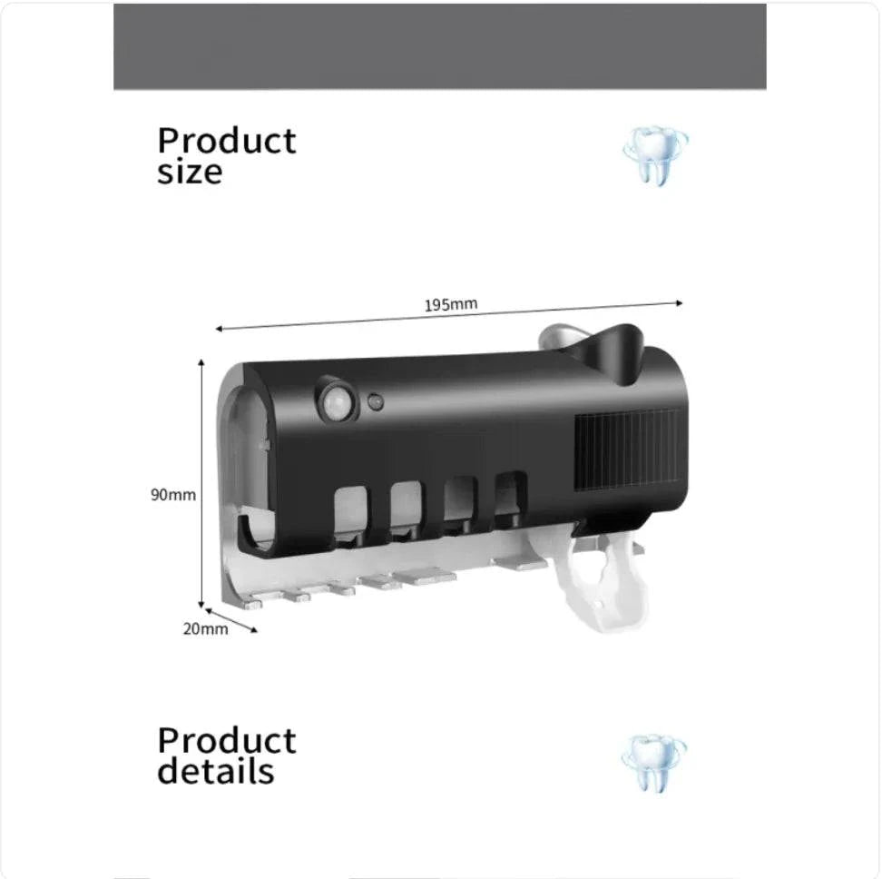 Smart Toothbrush Sterilizer Ultraviolet Sterilization Perforation-Free Wall-mounted Toothbrush Holder - Rafaga1