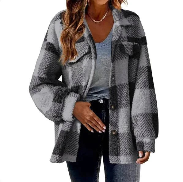 Chic Comfort Plaid Wool Jacket - Rafaga1