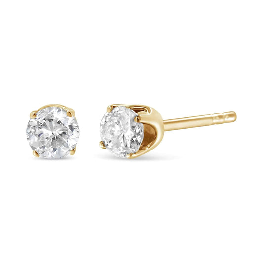 14K Yellow Gold 1/2 Cttw Round-Cut Diamond Solitaire Stud Earrings (O-P Color, SI2-I1 Clarity) - Rafaga1