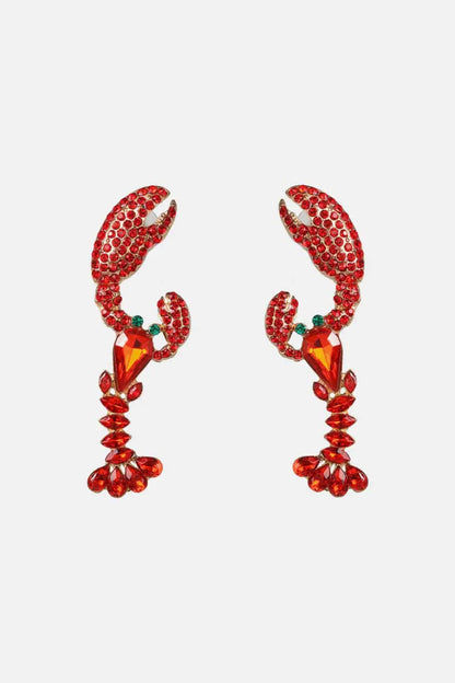 Lobster Shape Glass Stone Dangle Earrings - Rafaga1