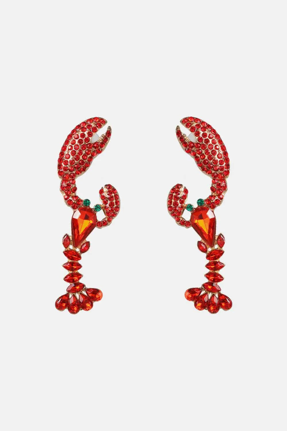 Lobster Shape Glass Stone Dangle Earrings - Rafaga1