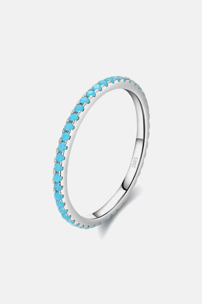 925 Sterling Silver Artificial Turquoise Ring - Rafaga1