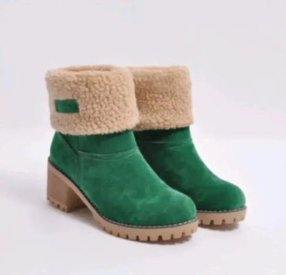 Mid-Tube Thick Heel Suede Snow Boots - Rafaga1