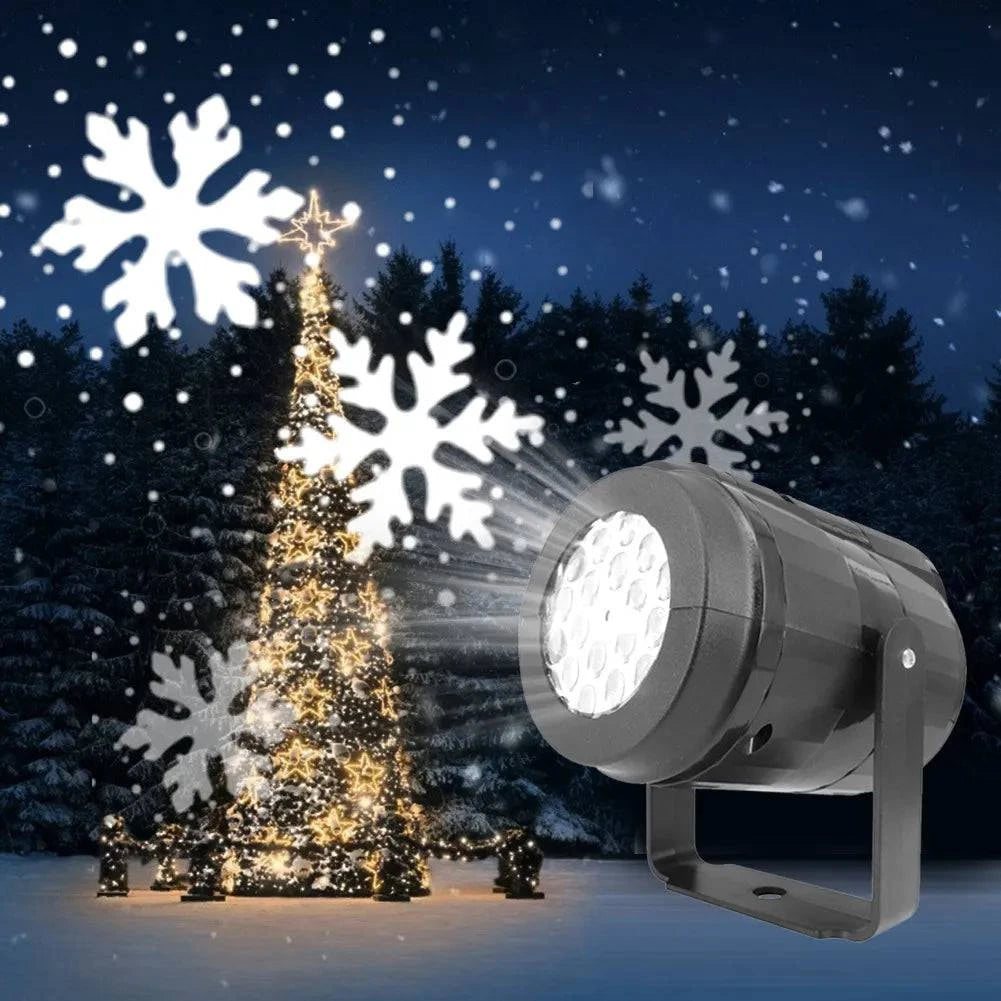 Snowflake LED Projector Light – Rotating Xmas Pattern for Outdoor Holiday Decor - Rafaga1