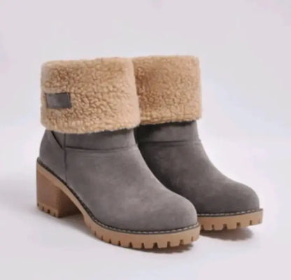 Mid-Tube Thick Heel Suede Snow Boots - Rafaga1