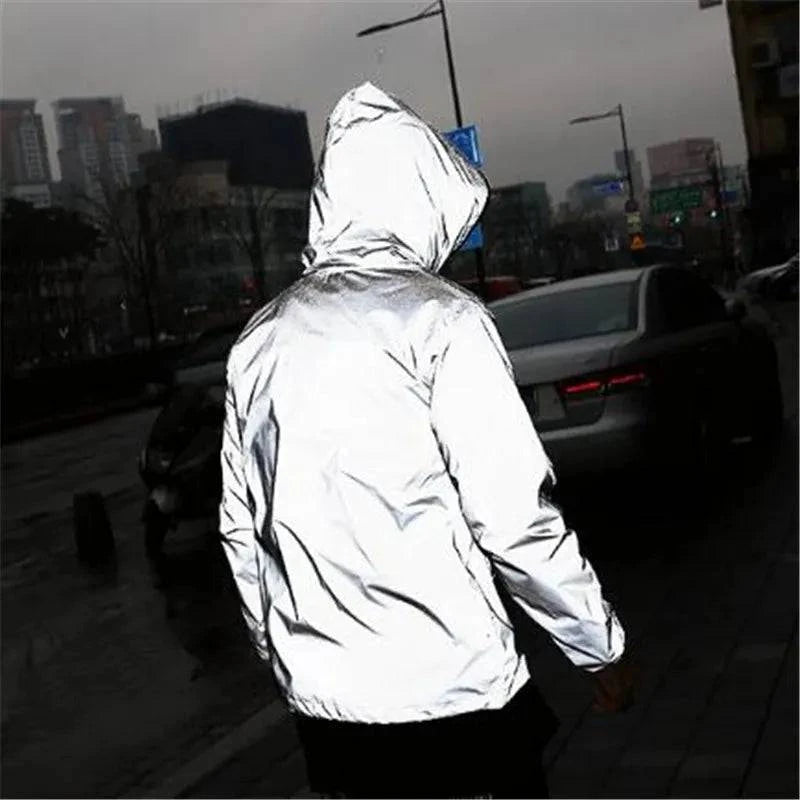 Solid Color Zipper Decoration Reflective Jacket Men's Jacket - Rafaga1