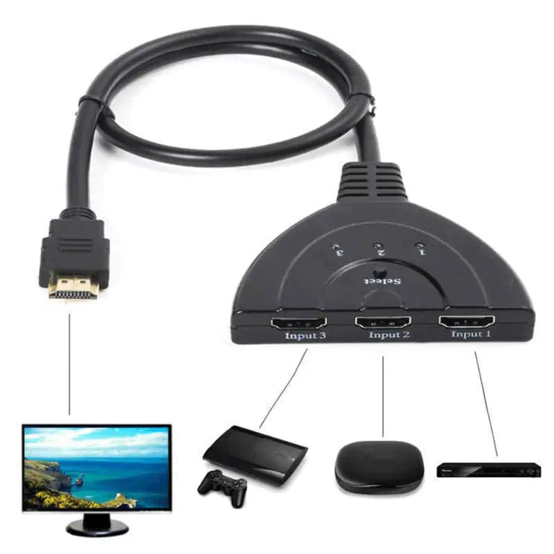 3 Port HDMI Splitter Cable 1080/4K Switch Switcher HUB Adapter for HDTV PS4 Xbox - Rafaga1