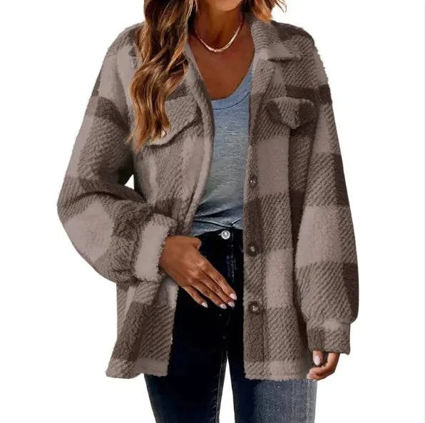 Chic Comfort Plaid Wool Jacket - Rafaga1