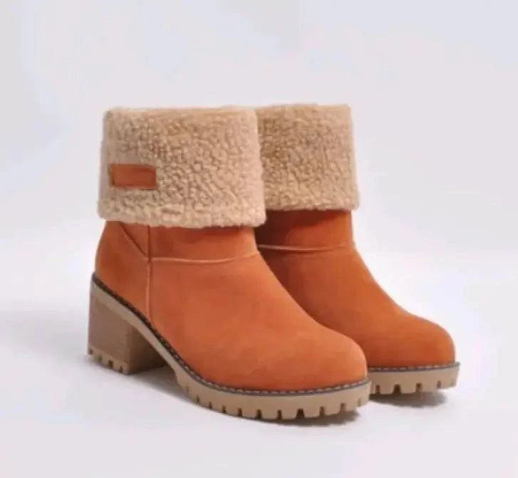 Mid-Tube Thick Heel Suede Snow Boots - Rafaga1