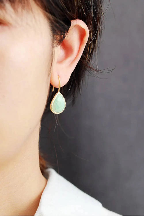 Handmade Natural Stone Teardrop Earrings - Rafaga1