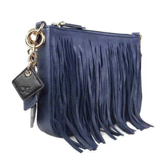 Willow Fringe Leather Handbag -Sapphire - Rafaga1