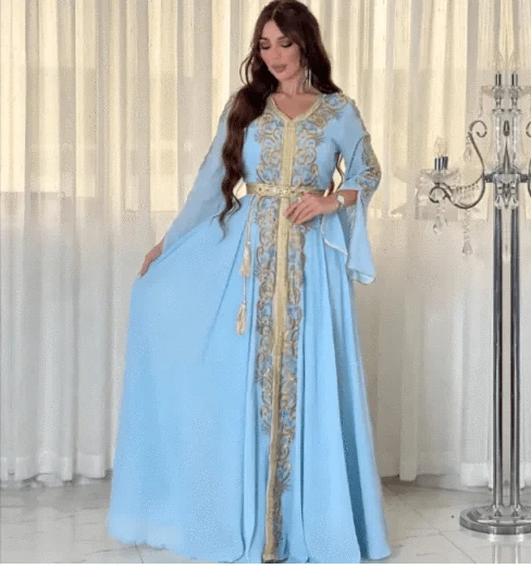 Dubai-Style Embroidered Applique Dress – Elegant and Sophisticated - Rafaga1