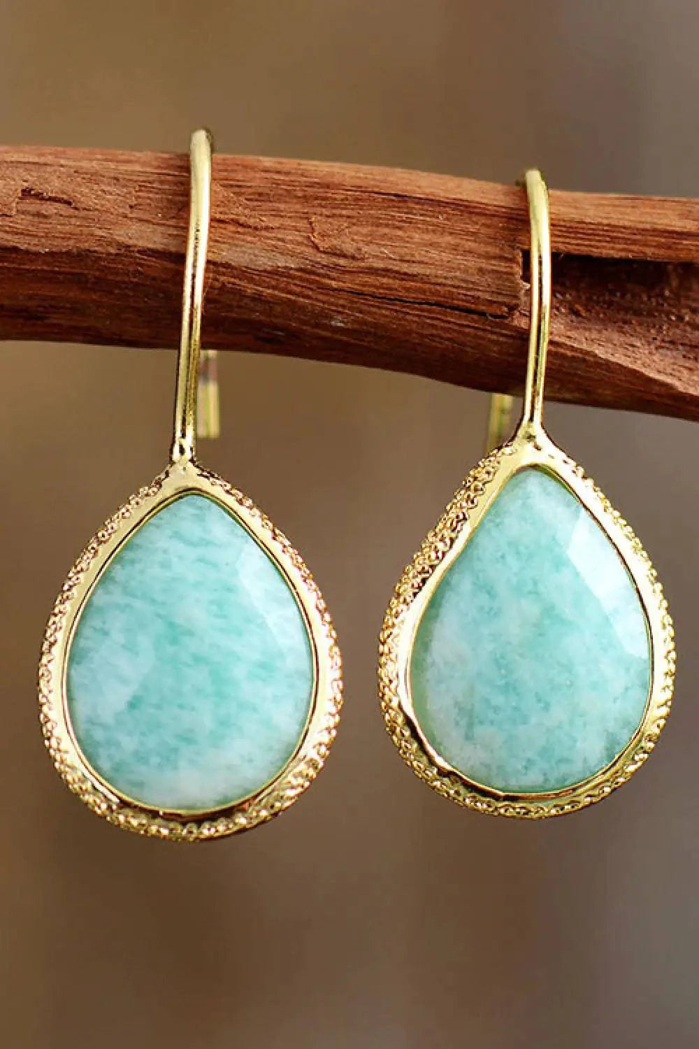 Handmade Natural Stone Teardrop Earrings - Rafaga1