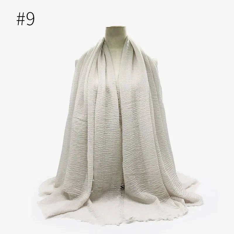 Bubble Plain Cotton Scarf, - Rafaga1