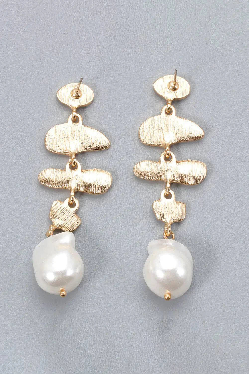 Abnormal Shape Zinc Alloy Synthetic Pearl Dangle Earrings - Rafaga1