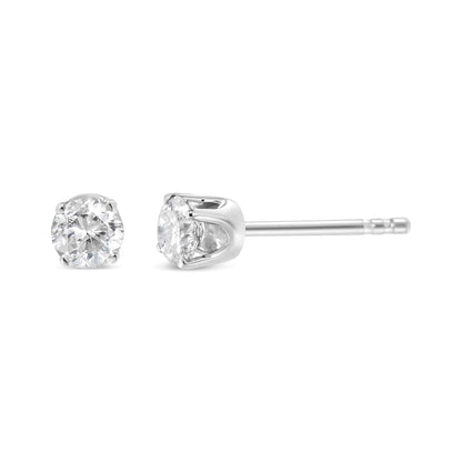 AGS Certified 14K White Gold 1.0 Cttw 4-Prong Set Brilliant Round-Cut Solitaire Diamond Push Back Stud Earrings (E-F Color, SI2-I1 Clarity) - Rafaga1