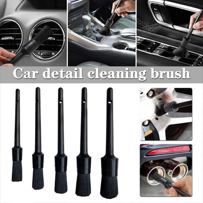 5PC Car Detailing Brush Kit Boar Hair Vehicle Auto Interior For Wheel Clean Sets - Rafaga1