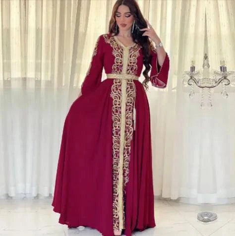 Dubai-Style Embroidered Applique Dress – Elegant and Sophisticated - Rafaga1