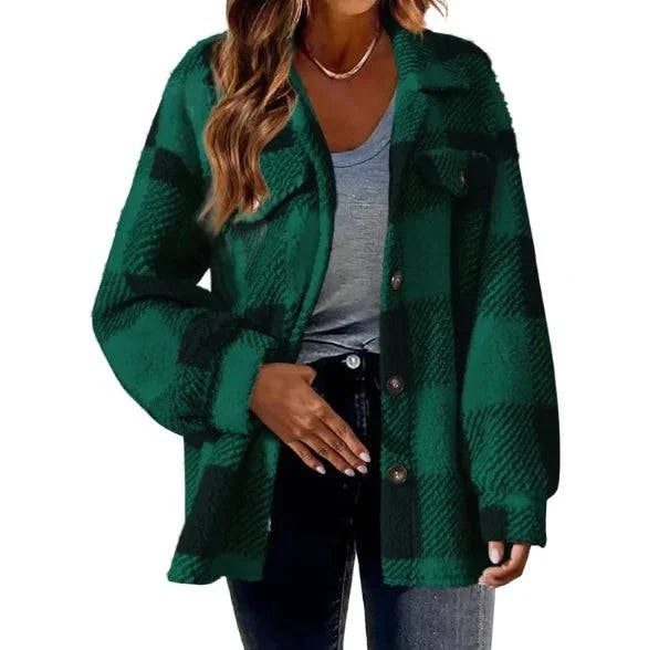 Chic Comfort Plaid Wool Jacket - Rafaga1