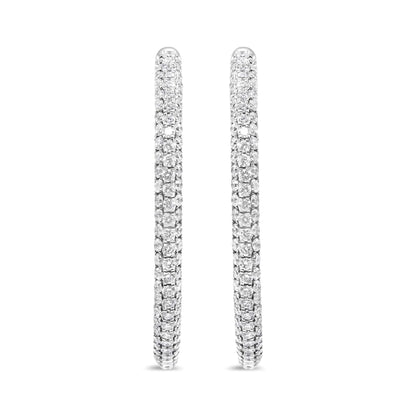 14K White Gold 3 1/2 Cttw Lab Grown Pave Set Diamond Eternity Inside Out Hoop Earrings  (G-H Color, SI1-SI2 Clarity) - Rafaga1