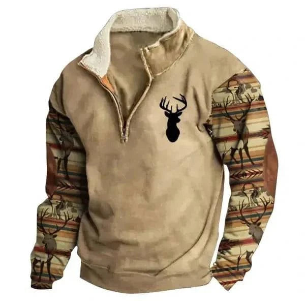 Men's Printed Half-Zip Fleece Sweater - Rafaga1