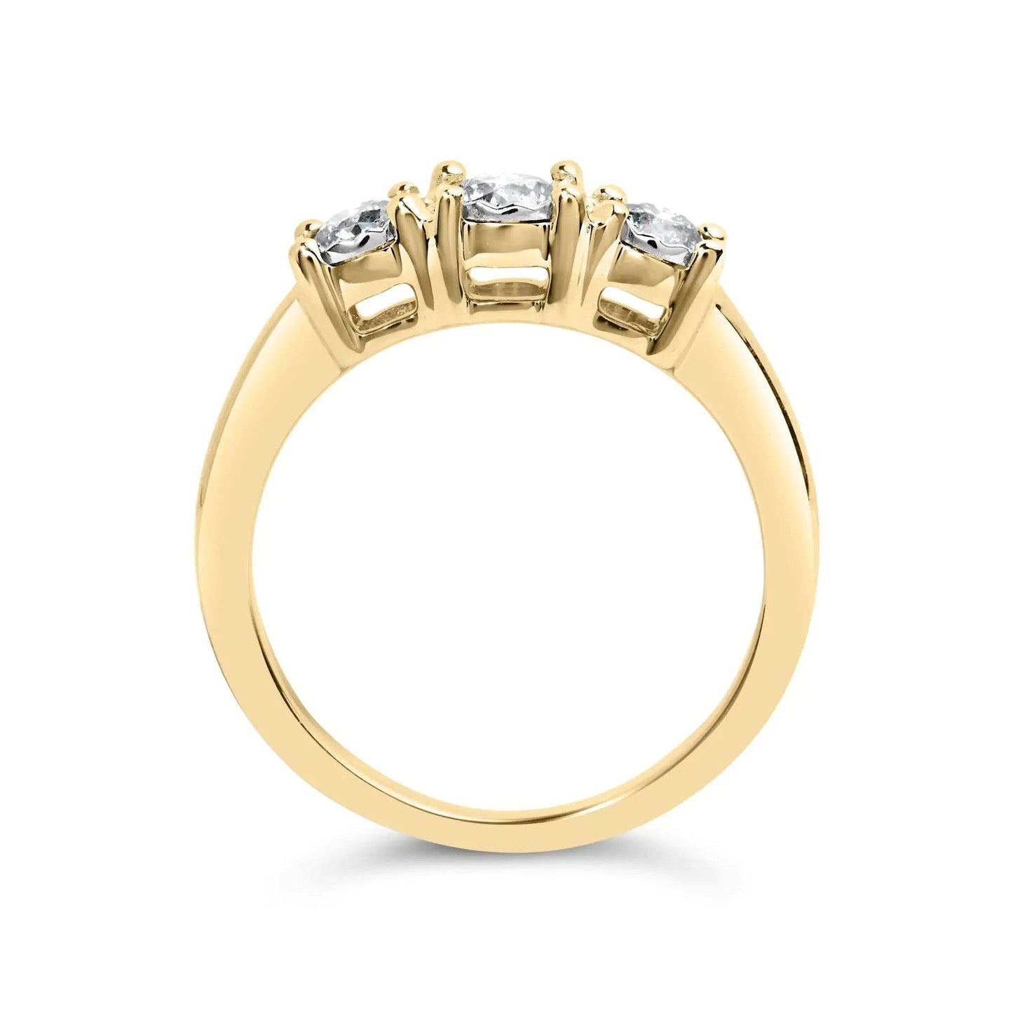 10K Yellow Gold 1/2 Cttw Miracle Set Round Diamond Three Stone Illusion Plate Ring (I-J Color, I2-I3 Clarity) - Rafaga1