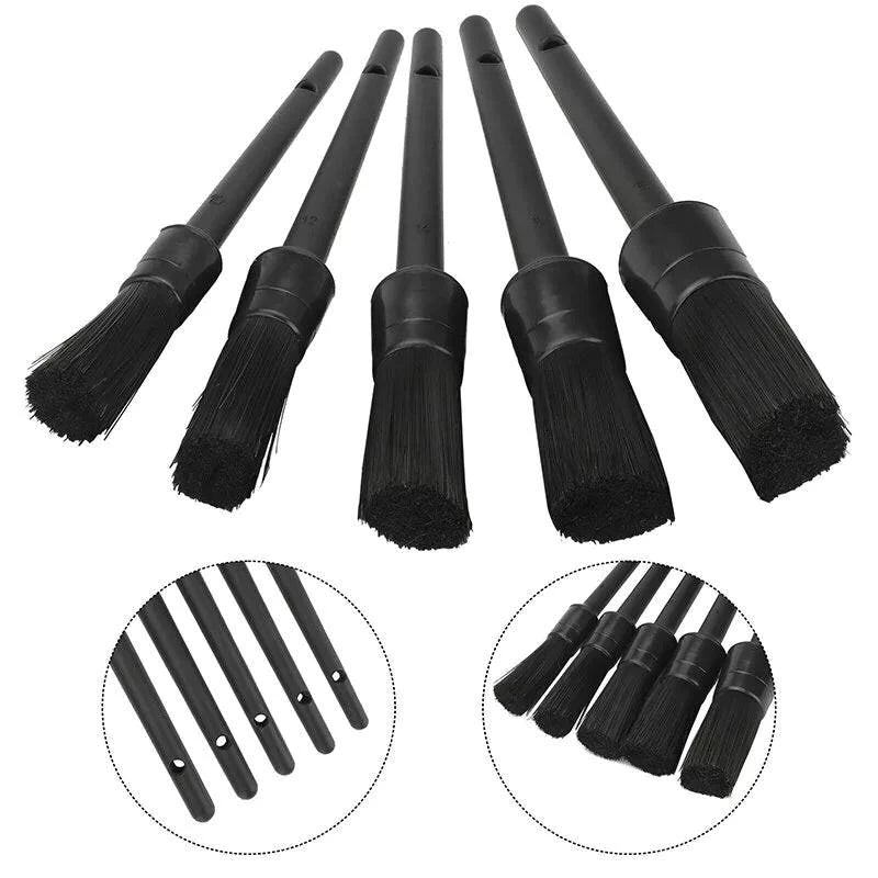 5PC Car Detailing Brush Kit Boar Hair Vehicle Auto Interior For Wheel Clean Sets - Rafaga1