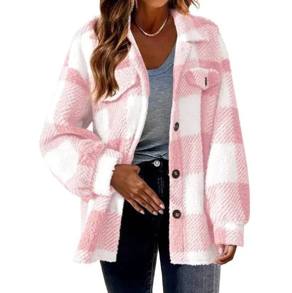 Chic Comfort Plaid Wool Jacket - Rafaga1