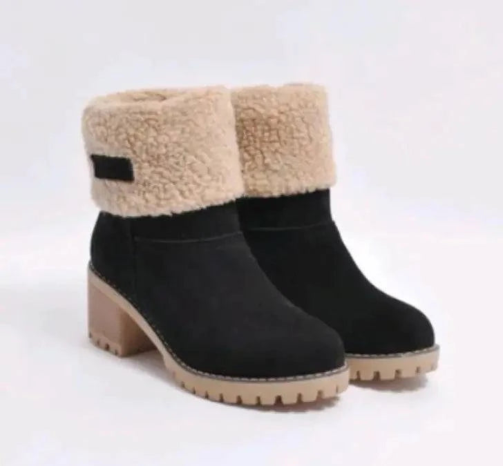 Mid-Tube Thick Heel Suede Snow Boots - Rafaga1