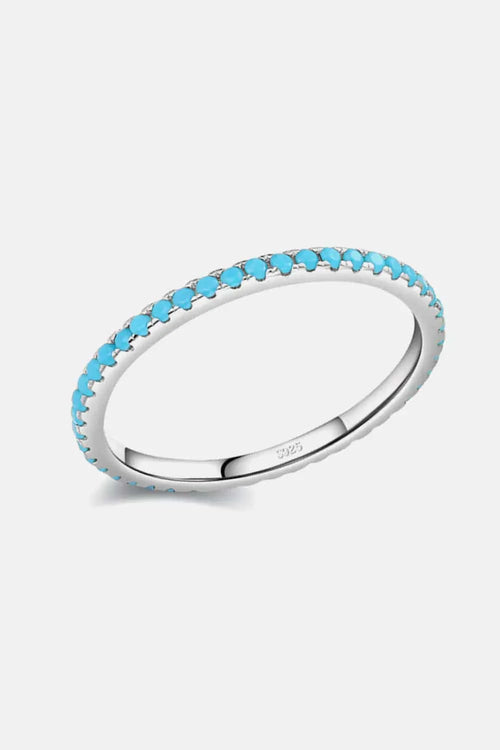 925 Sterling Silver Artificial Turquoise Ring - Rafaga1