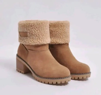 Mid-Tube Thick Heel Suede Snow Boots - Rafaga1