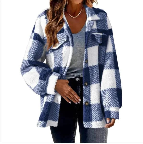 Chic Comfort Plaid Wool Jacket - Rafaga1