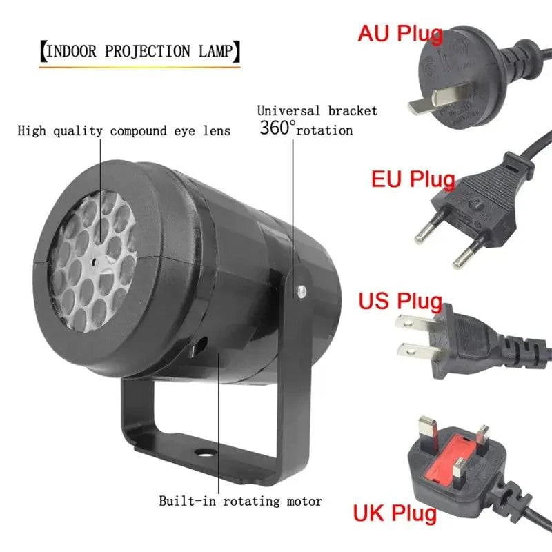 Snowflake LED Projector Light – Rotating Xmas Pattern for Outdoor Holiday Decor - Rafaga1