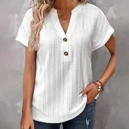 Women's V-Neck Button T-Shirt - Rafaga1