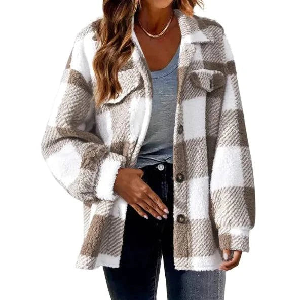 Chic Comfort Plaid Wool Jacket - Rafaga1