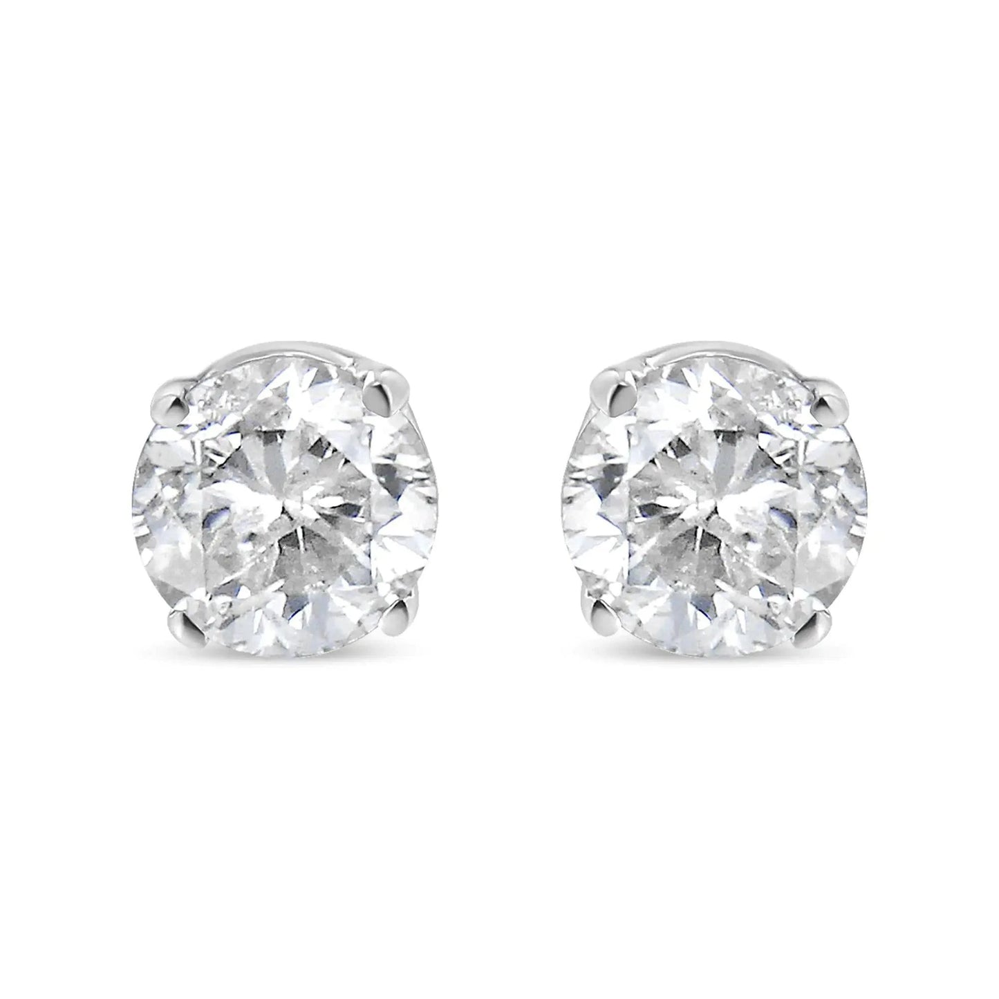 AGS Certified 14K White Gold 1.0 Cttw 4-Prong Set Brilliant Round-Cut Solitaire Diamond Push Back Stud Earrings (E-F Color, SI2-I1 Clarity) - Rafaga1