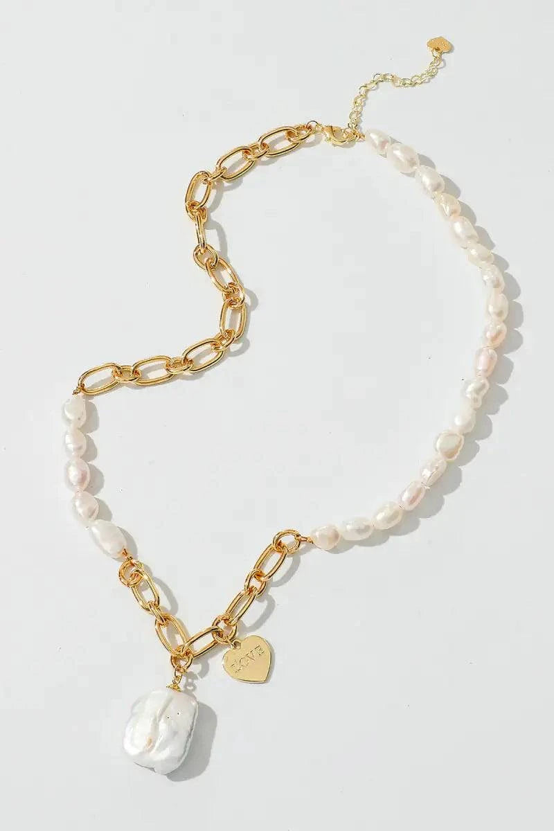 Gold Chain & Pearl Necklace - Rafaga1