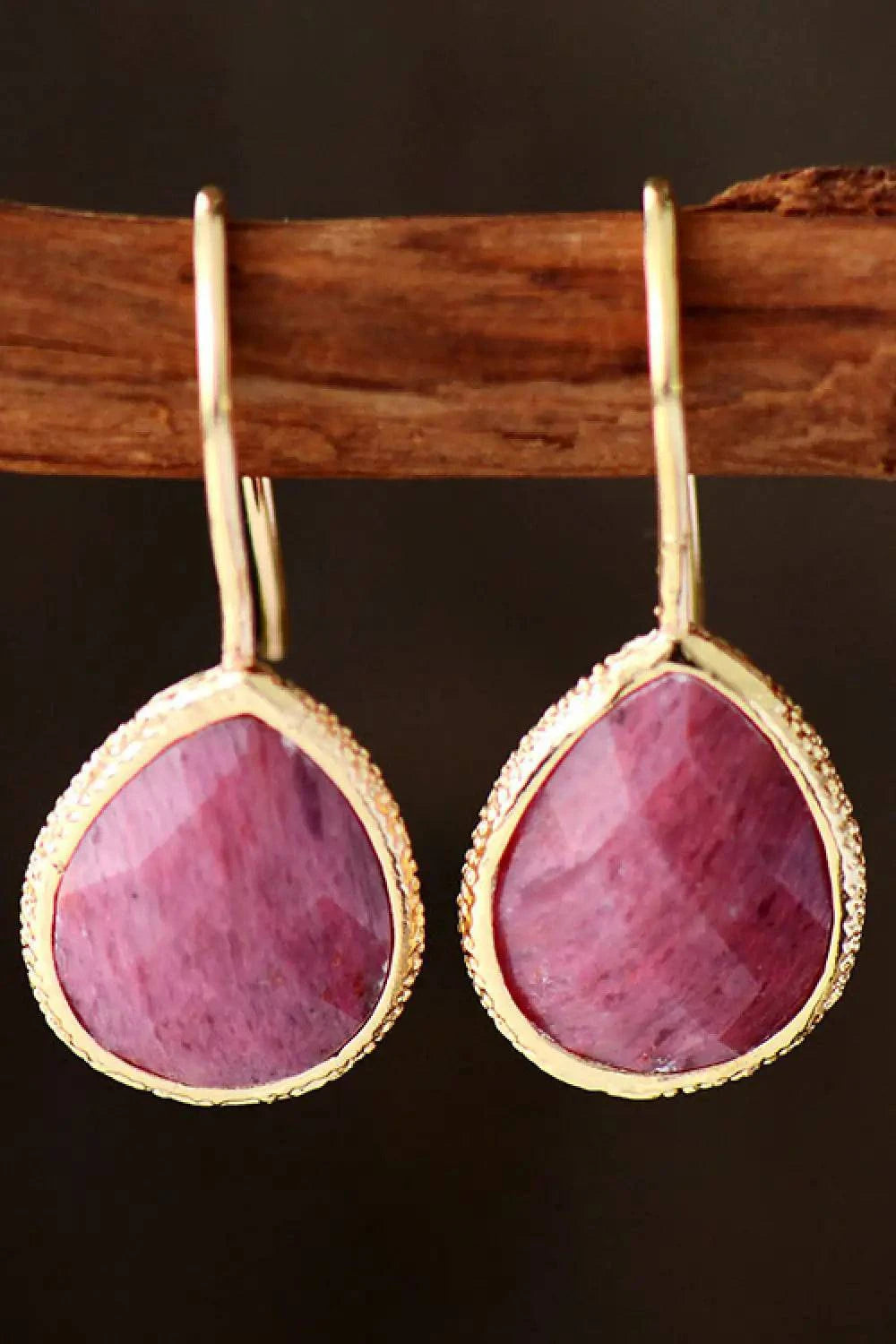 Handmade Natural Stone Teardrop Earrings - Rafaga1